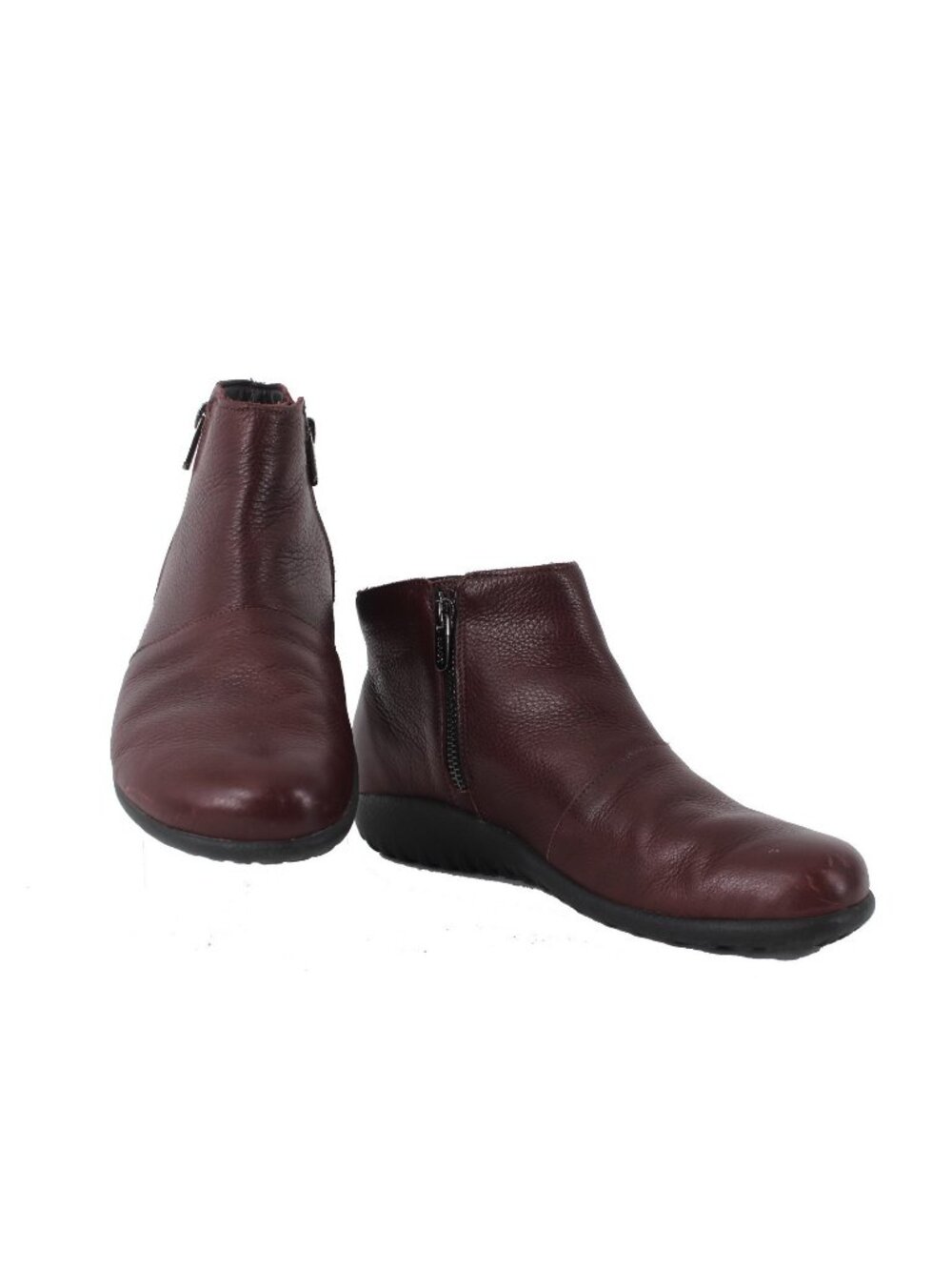 Naot Bootie Sz 40 Burgundy Red Side Zipper Closed Toe Leather 1" Bootie